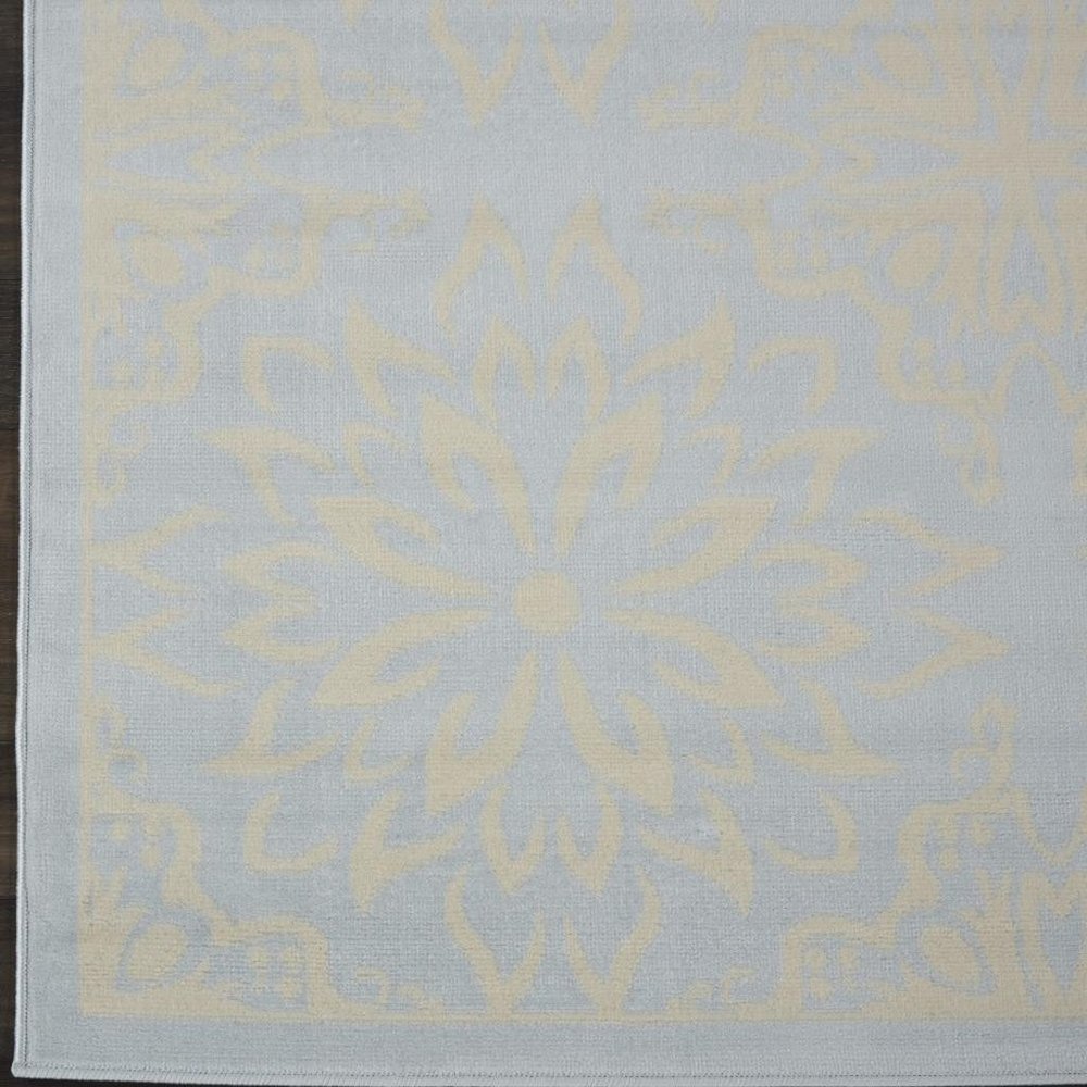 8' X 10' Light Blue Floral Power Loom Area Rug