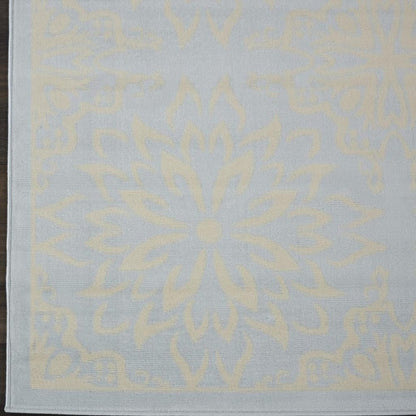 8' X 10' Light Blue Floral Power Loom Area Rug