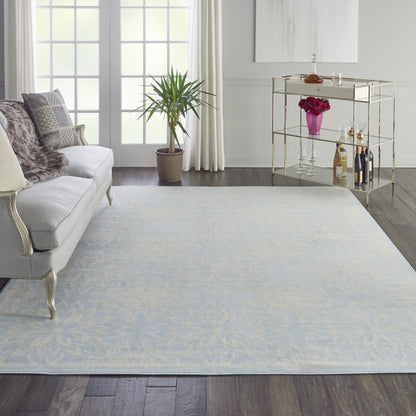 8' X 10' Light Blue Floral Power Loom Area Rug