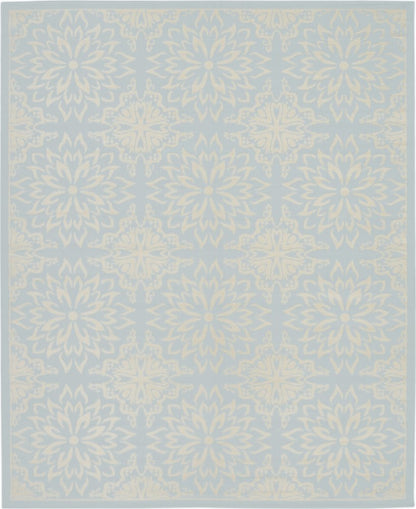 8' X 10' Light Blue Floral Power Loom Area Rug