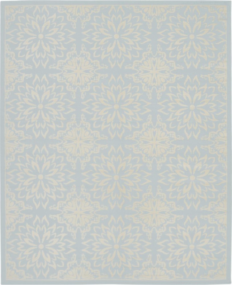 8' X 10' Light Blue Floral Power Loom Area Rug