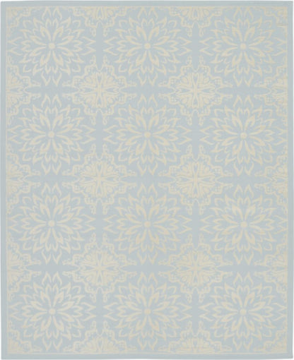 8' X 10' Light Blue Floral Power Loom Area Rug