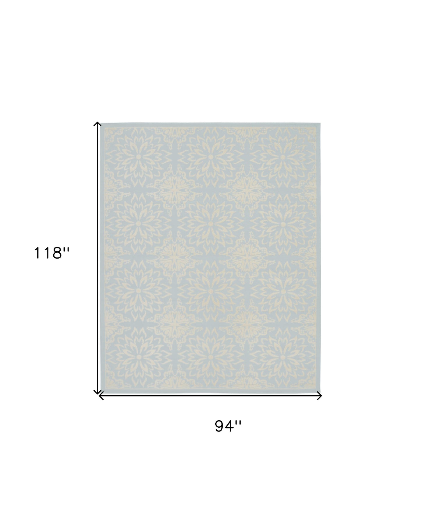 8' X 10' Light Blue Floral Power Loom Area Rug