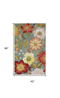 4' X 6' Green Floral Hand Hooked Handmade Area Rug