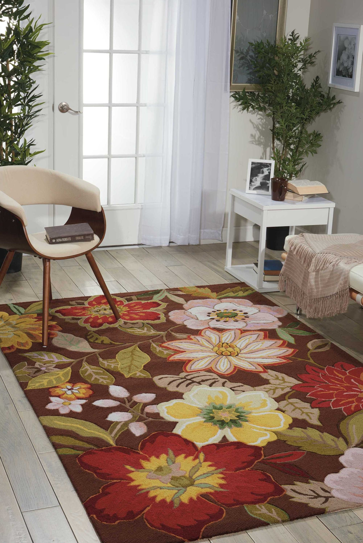 3' X 4' Brown Floral Hand Hooked Handmade Area Rug