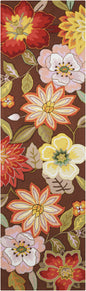 8' Brown Floral Hand Hooked Handmade Runner Rug