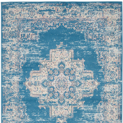 4' X 6' Blue Damask Power Loom Area Rug