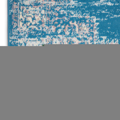 4' X 6' Blue Damask Power Loom Area Rug