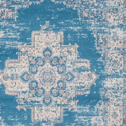 4' X 6' Blue Damask Power Loom Area Rug