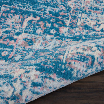 8' X 10' Blue Damask Power Loom Area Rug