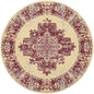 8' Cream Round Damask Power Loom Area Rug