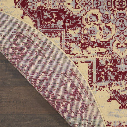 8' Cream Round Damask Power Loom Area Rug