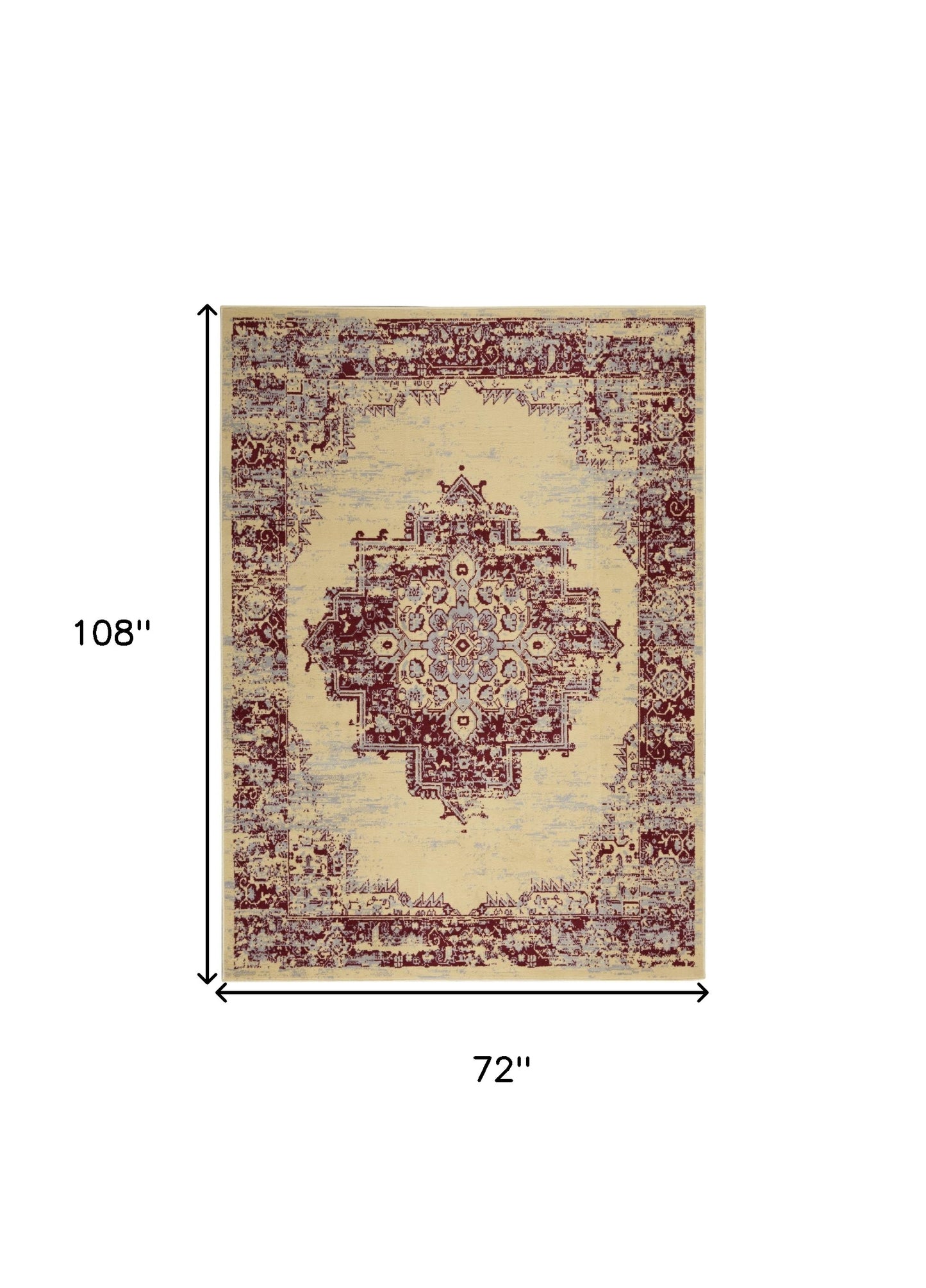 6' X 9' Cream Damask Power Loom Area Rug