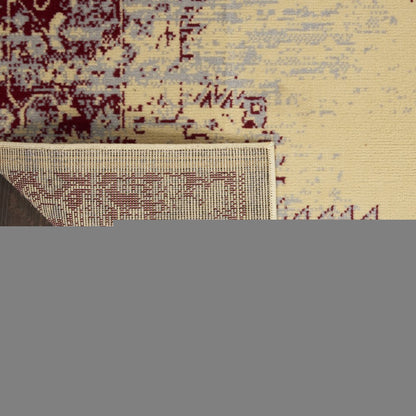 4' X 6' Cream Damask Power Loom Area Rug
