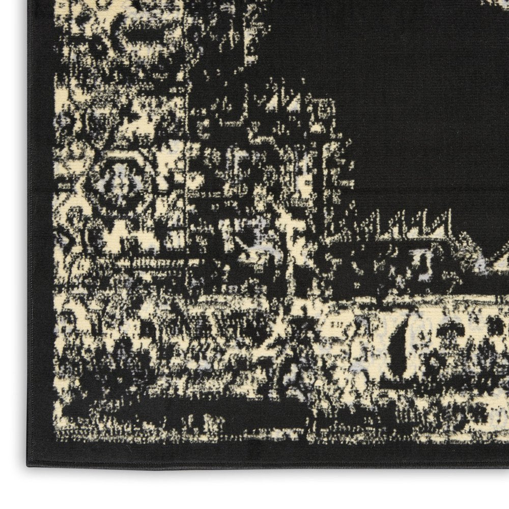 5' X 7' Cream Damask Power Loom Area Rug