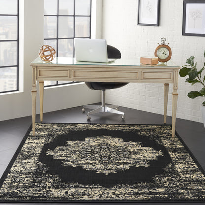 5' X 7' Cream Damask Power Loom Area Rug