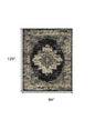 7' X 10' Cream Damask Power Loom Area Rug