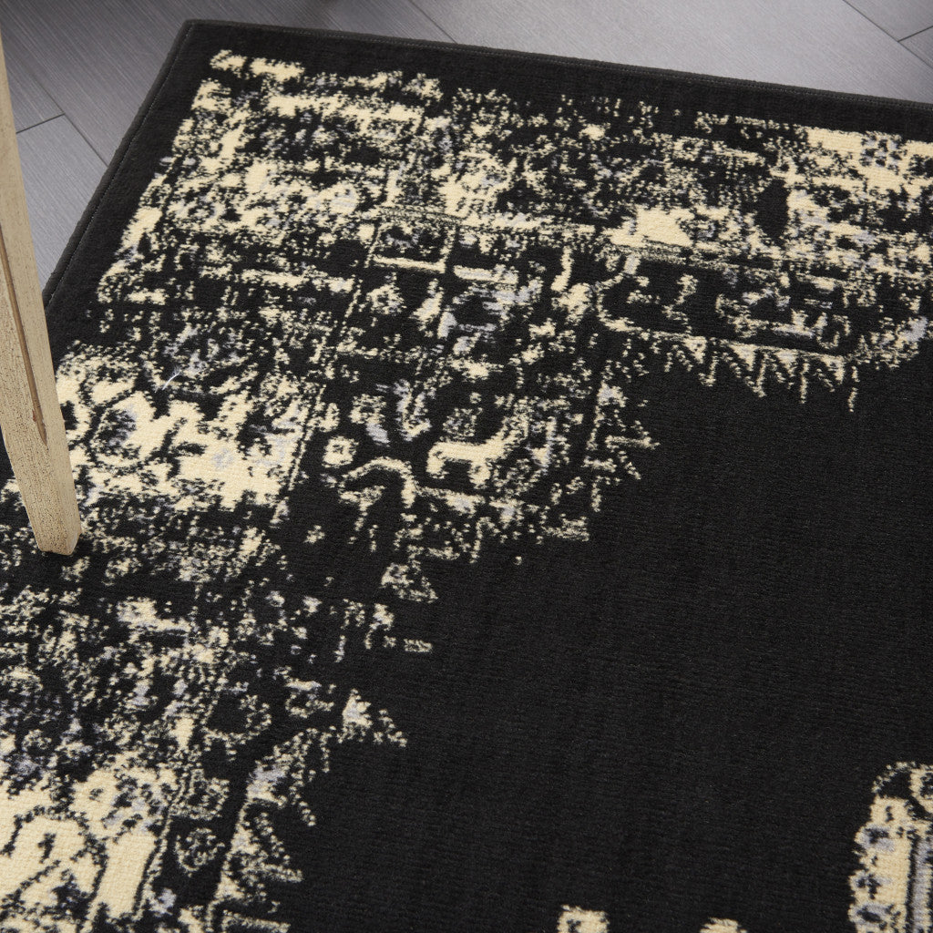 6' X 9' Cream Damask Power Loom Area Rug