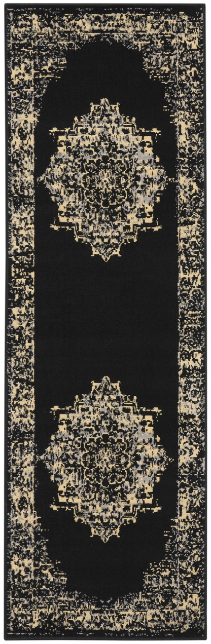 8' Cream Damask Power Loom Runner Rug