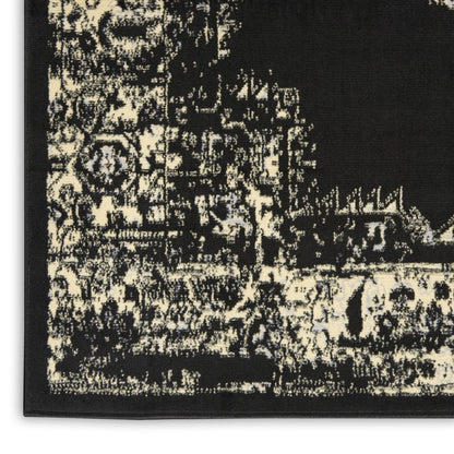 8' Cream Damask Power Loom Runner Rug
