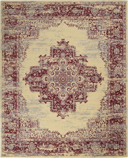 8' X 10' Cream Damask Power Loom Area Rug