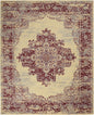 8' X 10' Cream Damask Power Loom Area Rug