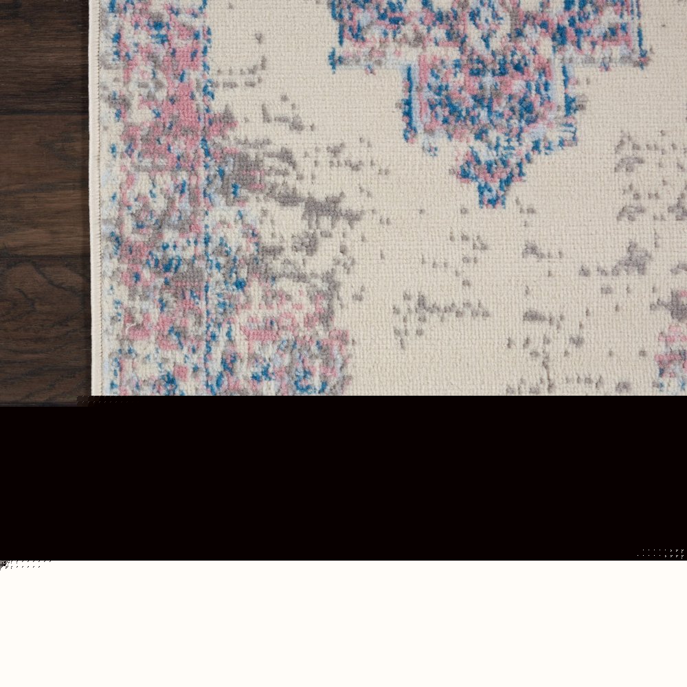 8' Pink Damask Power Loom Runner Rug