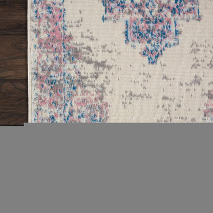 8' Pink Damask Power Loom Runner Rug