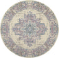 8' Pink Round Damask Power Loom Area Rug