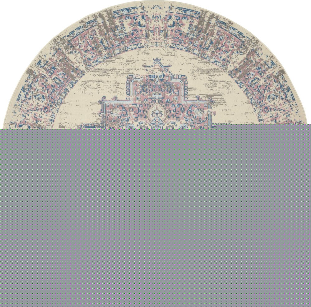 8' Pink Round Damask Power Loom Area Rug