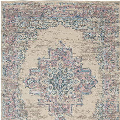 4' X 6' Pink Damask Power Loom Area Rug