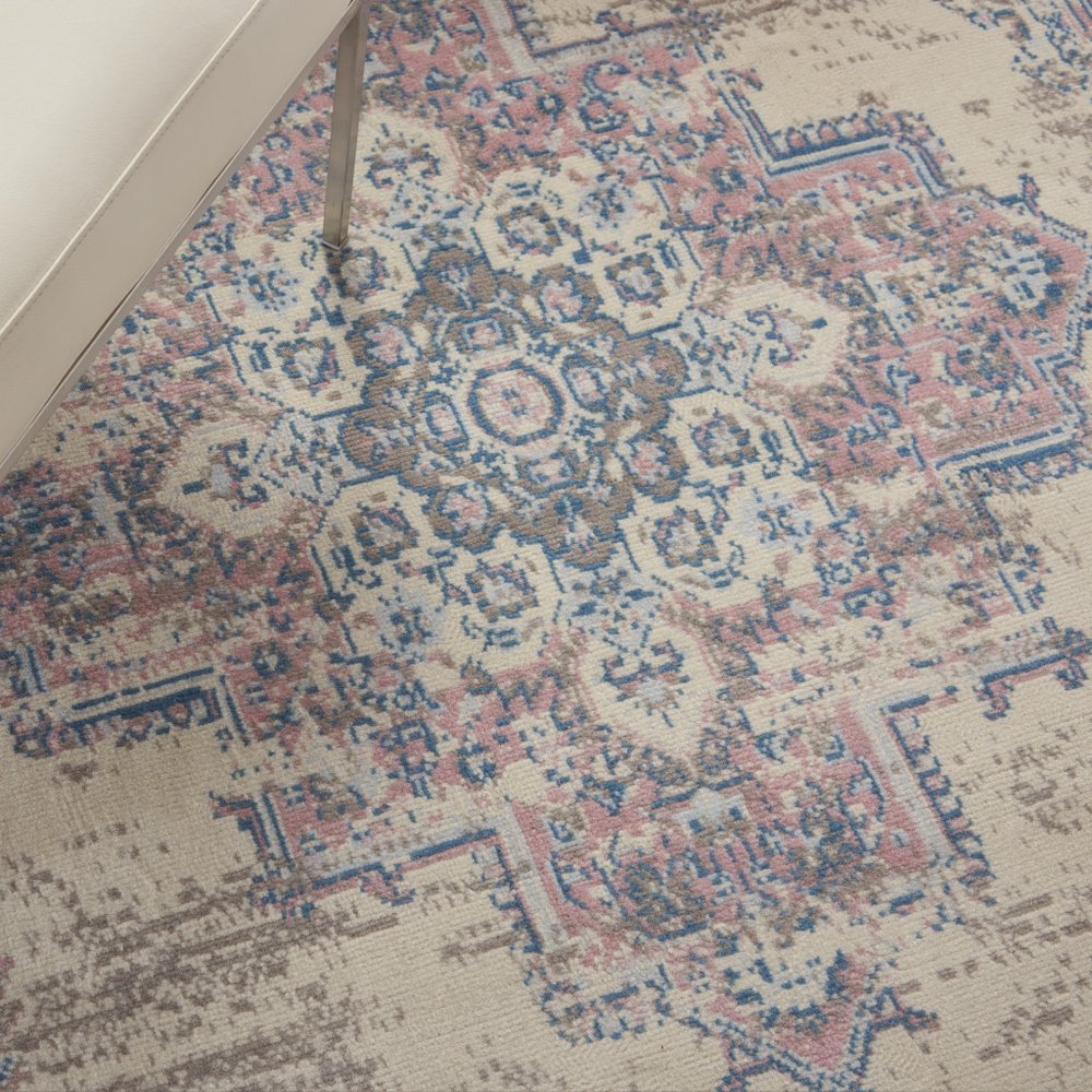 4' X 6' Pink Damask Power Loom Area Rug