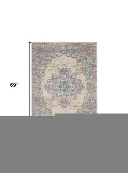4' X 6' Pink Damask Power Loom Area Rug