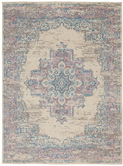 5' X 7' Pink Damask Power Loom Area Rug