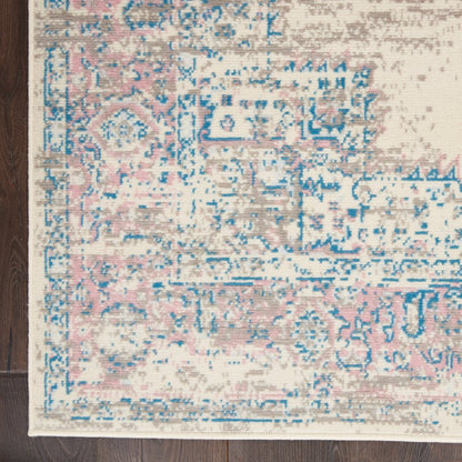 5' X 7' Pink Damask Power Loom Area Rug