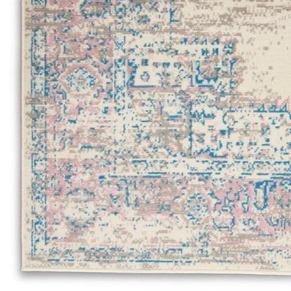 5' X 7' Pink Damask Power Loom Area Rug