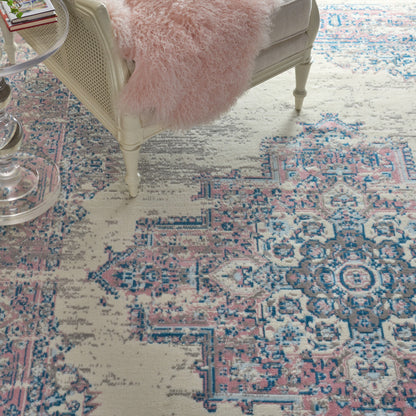 8' X 10' Pink Damask Power Loom Area Rug