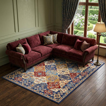 7' X 10' Red Damask Power Loom Area Rug