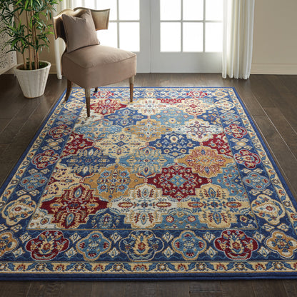 7' X 10' Red Damask Power Loom Area Rug