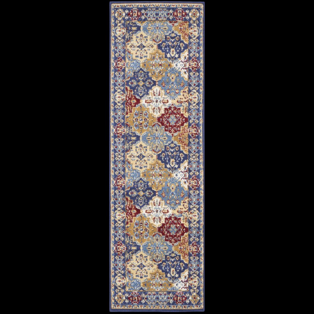 8' Red Damask Power Loom Runner Rug