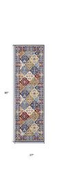 8' Red Damask Power Loom Runner Rug