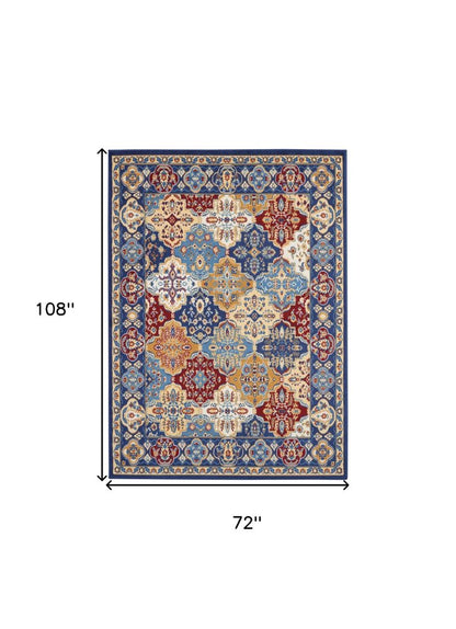 6' X 9' Red Damask Power Loom Area Rug