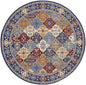 8' Red Round Damask Power Loom Area Rug