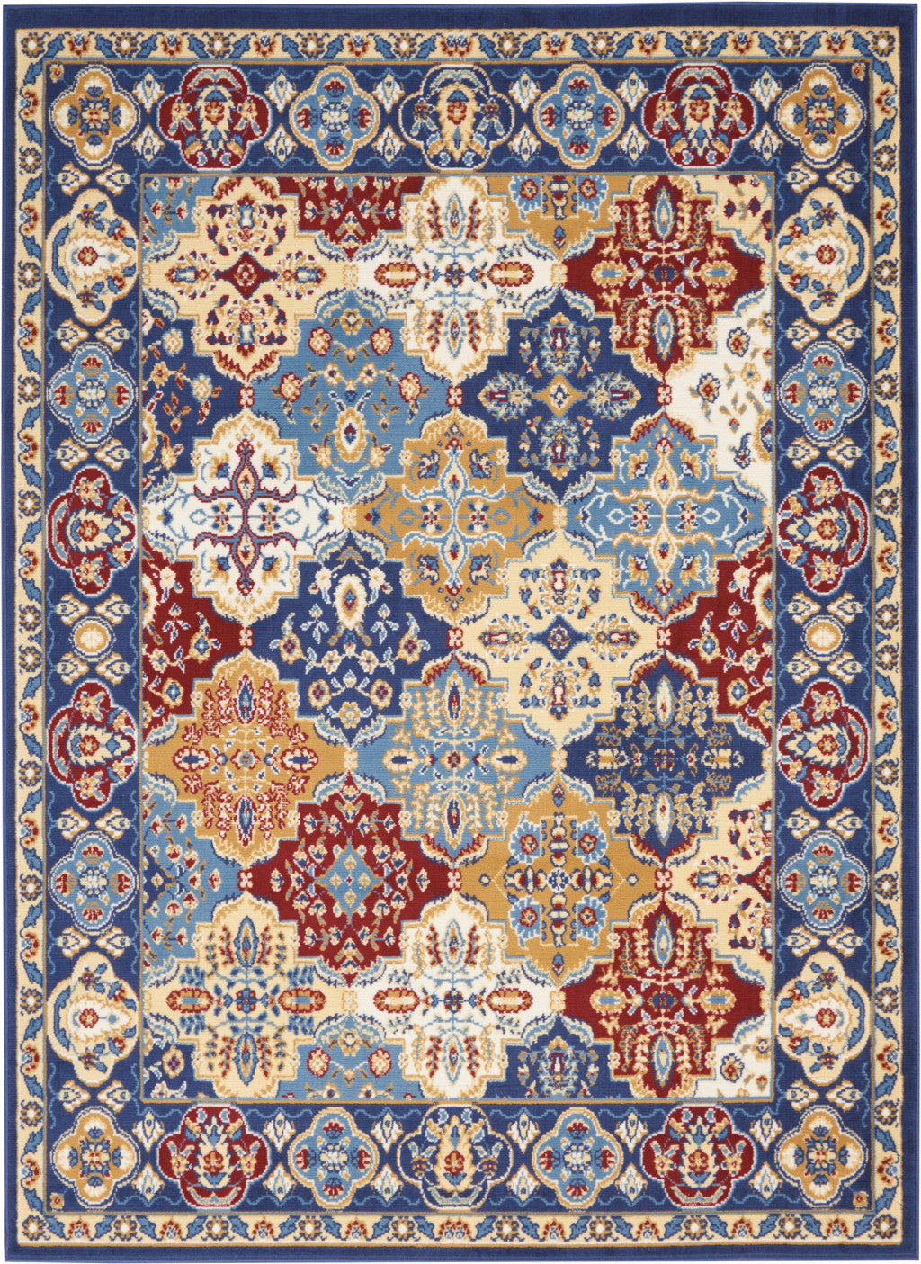 4' X 6' Blue Floral Power Loom Non Skid Area Rug