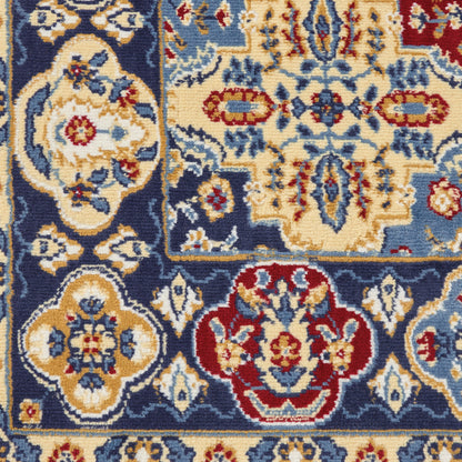 4' X 6' Blue Floral Power Loom Non Skid Area Rug