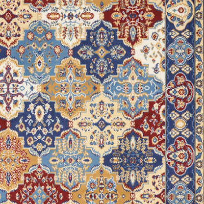 4' X 6' Blue Floral Power Loom Non Skid Area Rug