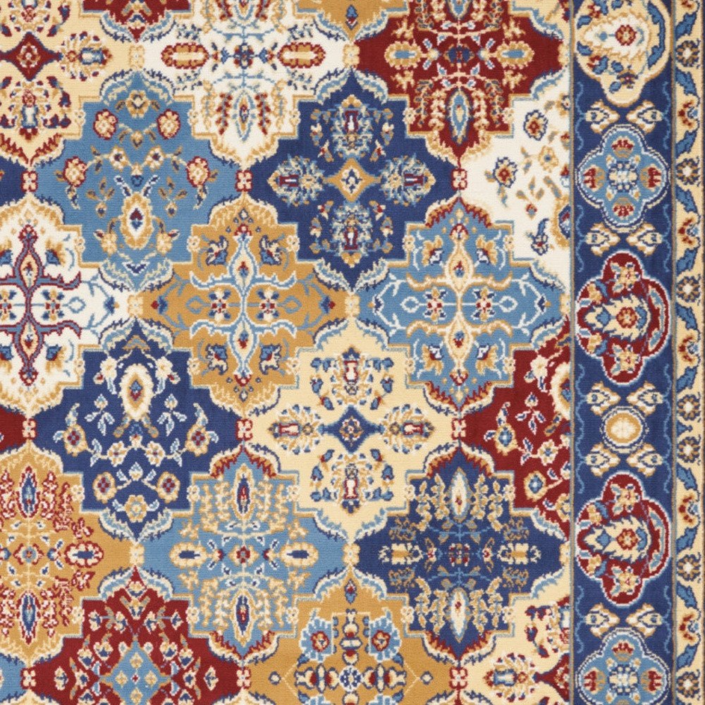 4' X 6' Blue Floral Power Loom Non Skid Area Rug
