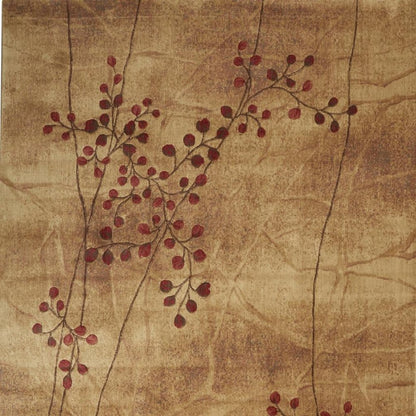 10' X 14' Brown Floral Power Loom Area Rug