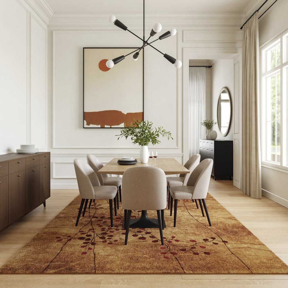 10' X 14' Brown Floral Power Loom Area Rug