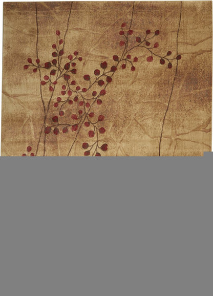 10' X 14' Brown Floral Power Loom Area Rug